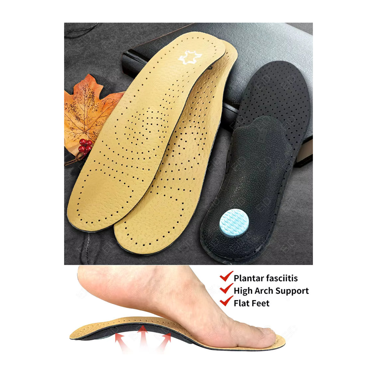 EiD Orthopädische Einlegesohlen aus Leder und Latex mit Aktivkohle und Fußgewölbeunterstützung, mehrfarbig - Bild 6