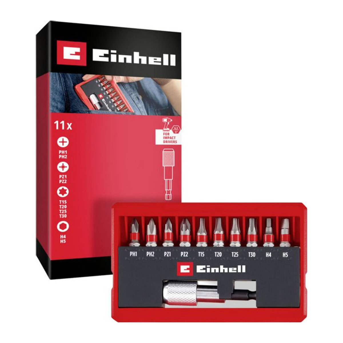 Einhell Bit Taschenbox 11tlg. 118663 Werkzeugset mit PH, PZ, TX und Innen-Sechskant inklusive Bithalter - Bild 1