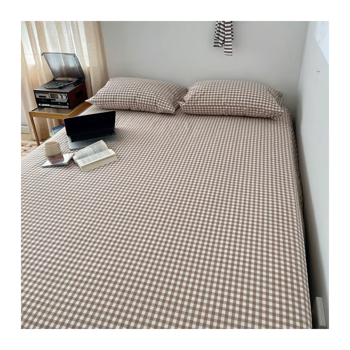Einteiliges Gitter-Bettlaken in Blau, weich und bequem für dein Schlafzimmer oder Gästezimmer - Bild 1