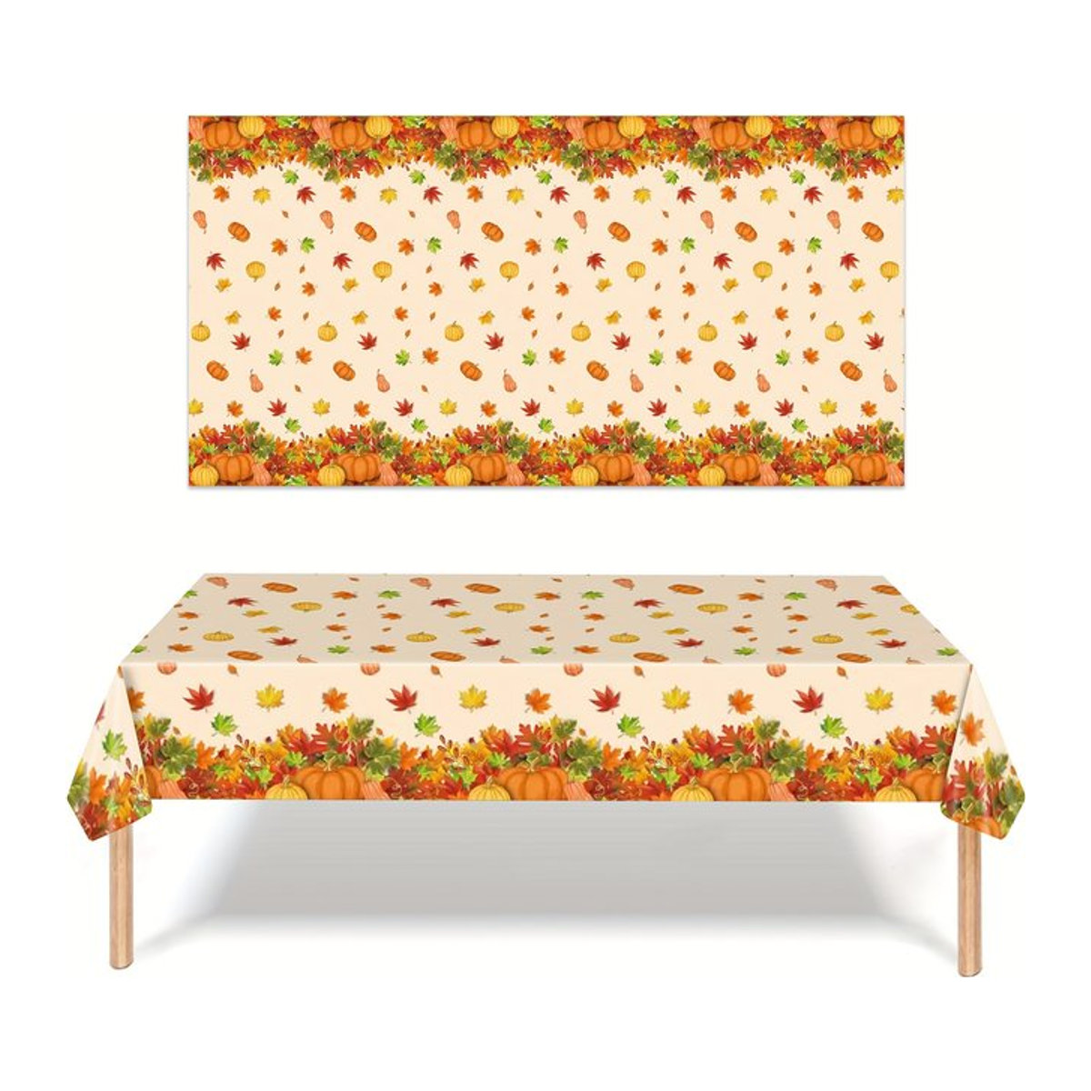 Einweg-Tischdecke mit Kürbis-Motiv für Herbst- und Erntedankfest-Dekorationen, Multicolor - Bild 1