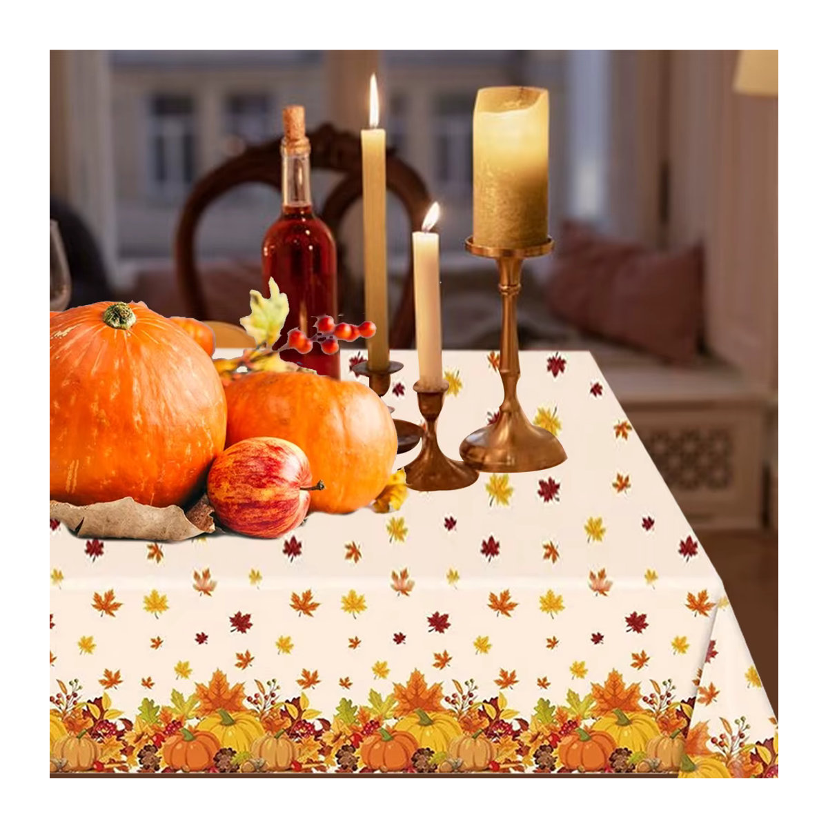 Einweg-Tischdecke mit Kürbis-Motiv für Herbst- und Erntedankfest-Dekorationen, Multicolor - Bild 4