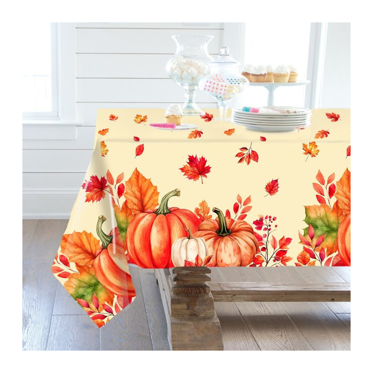 Einweg Tischdecke mit Kürbis-Motiv für Thanksgiving und Halloween Partys - Bild 1