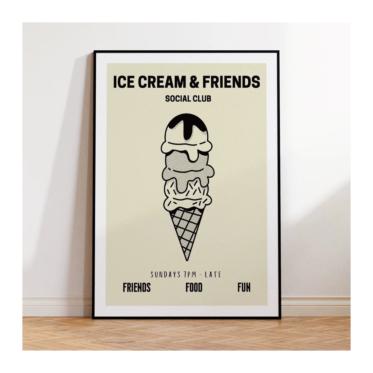 Eis und Freunde Social Club Wandkunstdruck Leinwand Poster für dein Wohnzimmer, Esszimmer oder deine Küche - Bild 2