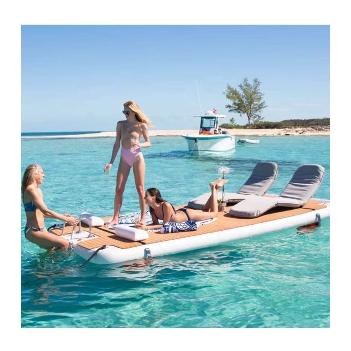 Ejia Drop Stitch PVC Aufblasbare Schwimmplattform mit Stahlleiter - Bild 3