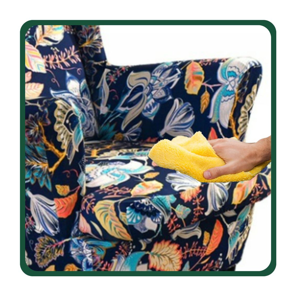 Elastische Sesselhusse für Ohrensessel von Ubieramy-Meble mit buntem Blumen- und Blättermuster in Multicolor zum Schützen und Dekorieren - Bild 2