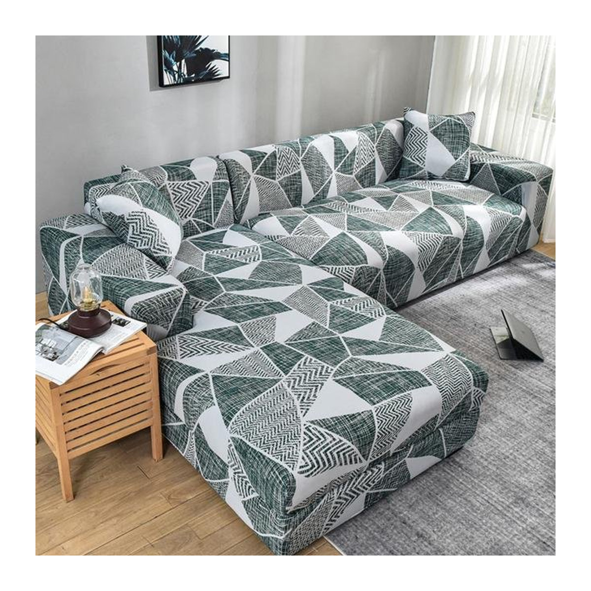 Elastische Stretch-Sofahülle für L-förmige Ecksofas und Chaiselongues von Your Warm Home, Schutzhülle für 1-Sitzer, Breite: 90-140 cm - Bild 1