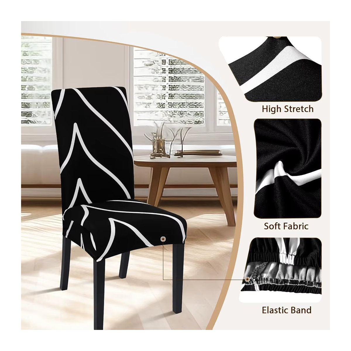 Elastische Stuhlbezüge aus Milchséide in Schwarz und Weiß zum Schutz und zur Dekoration für Hotel und Restaurant - Bild 6