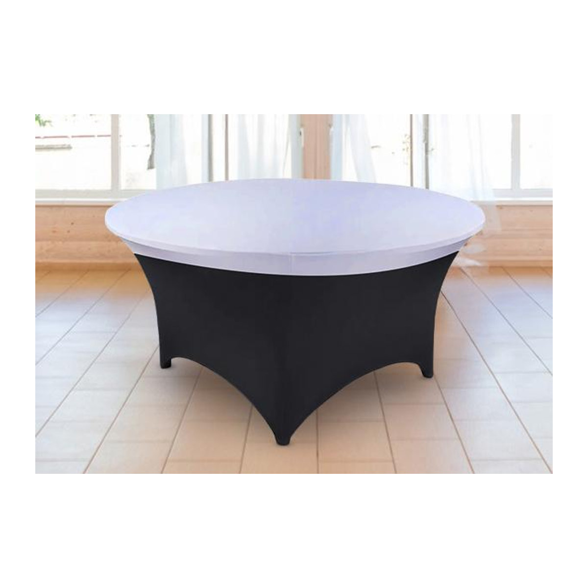 Elastische Tischdecke in Weiß als Schutz und Dekoration für runde Tische mit 180 cm Durchmesser - Bild 1