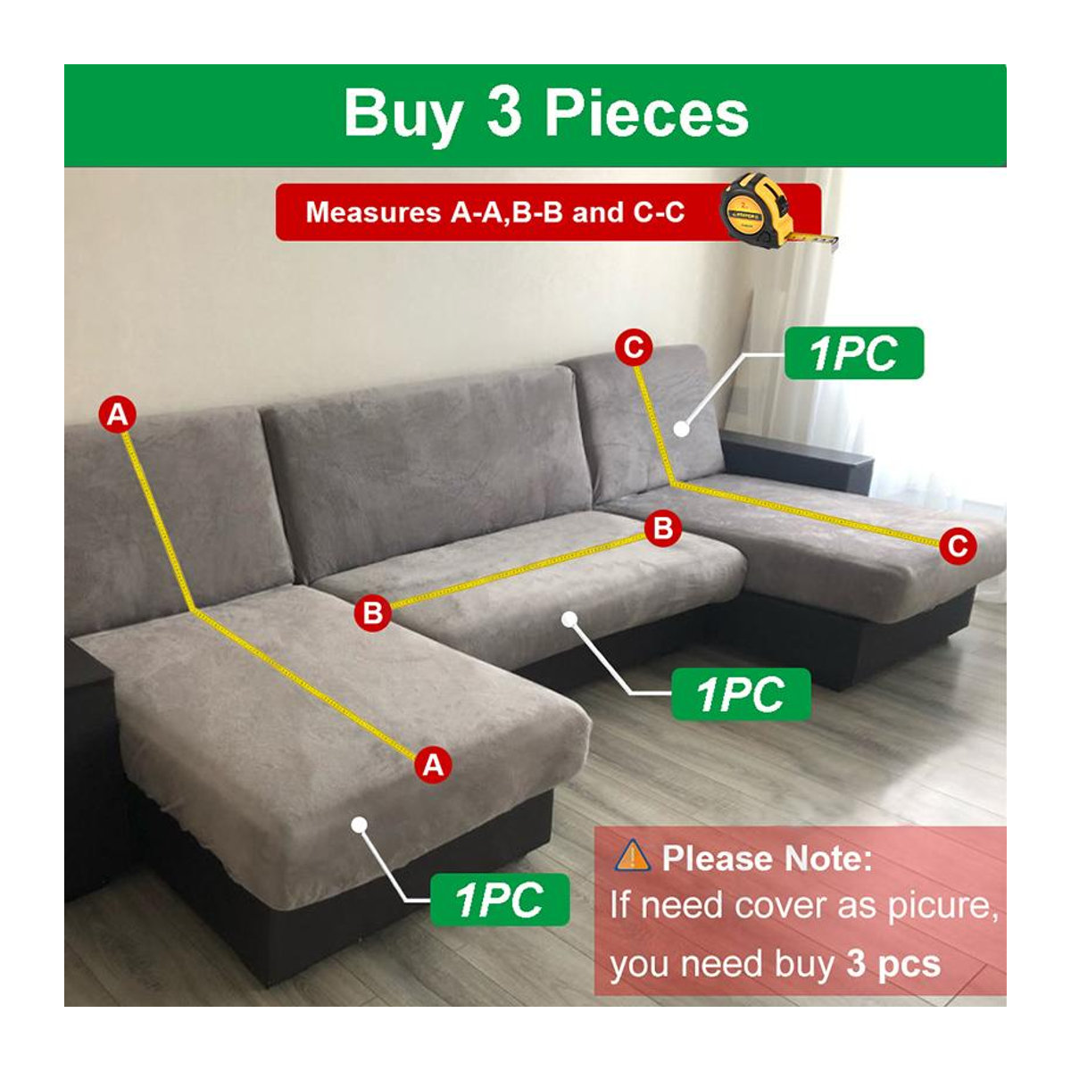 Elastischer Jacquard-Sofabezug von Your Warm Home für Sessel und Sofas, Farbe: Grau, Breite: 90-140 cm - Bild 2