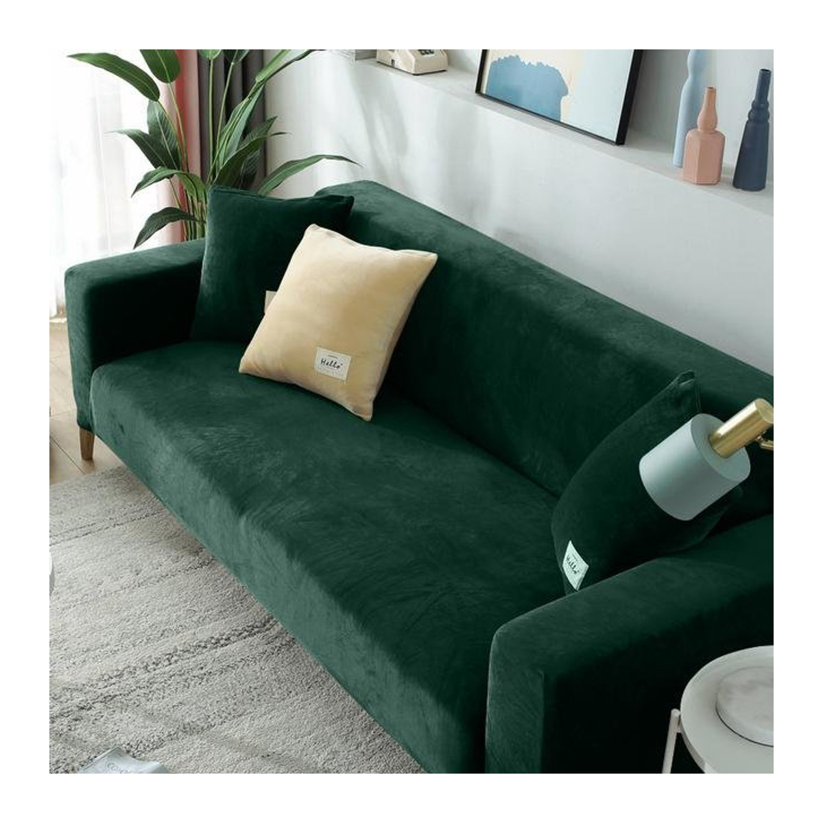 Elastischer Samtstoff-Sofabezug für 1 Sitzplatz von A Family Of Home Textiles in Grün - Bild 1