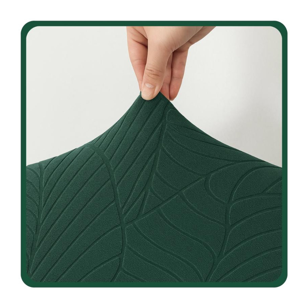 Elastischer Sesselbezug für Ohrensessel aus Velours Jacquard in Flaschengrün - Bild 3