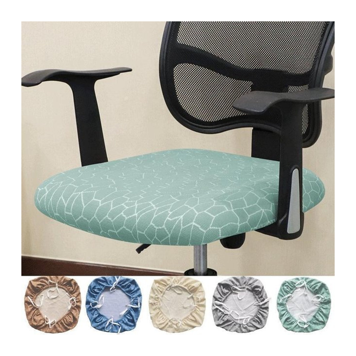 Elastischer Stuhlbezug in Blau als Stretch-Sitzbezug für Bürostühle, Sessel und Hocker zum Schutz deiner Sitzmöbel - Bild 1