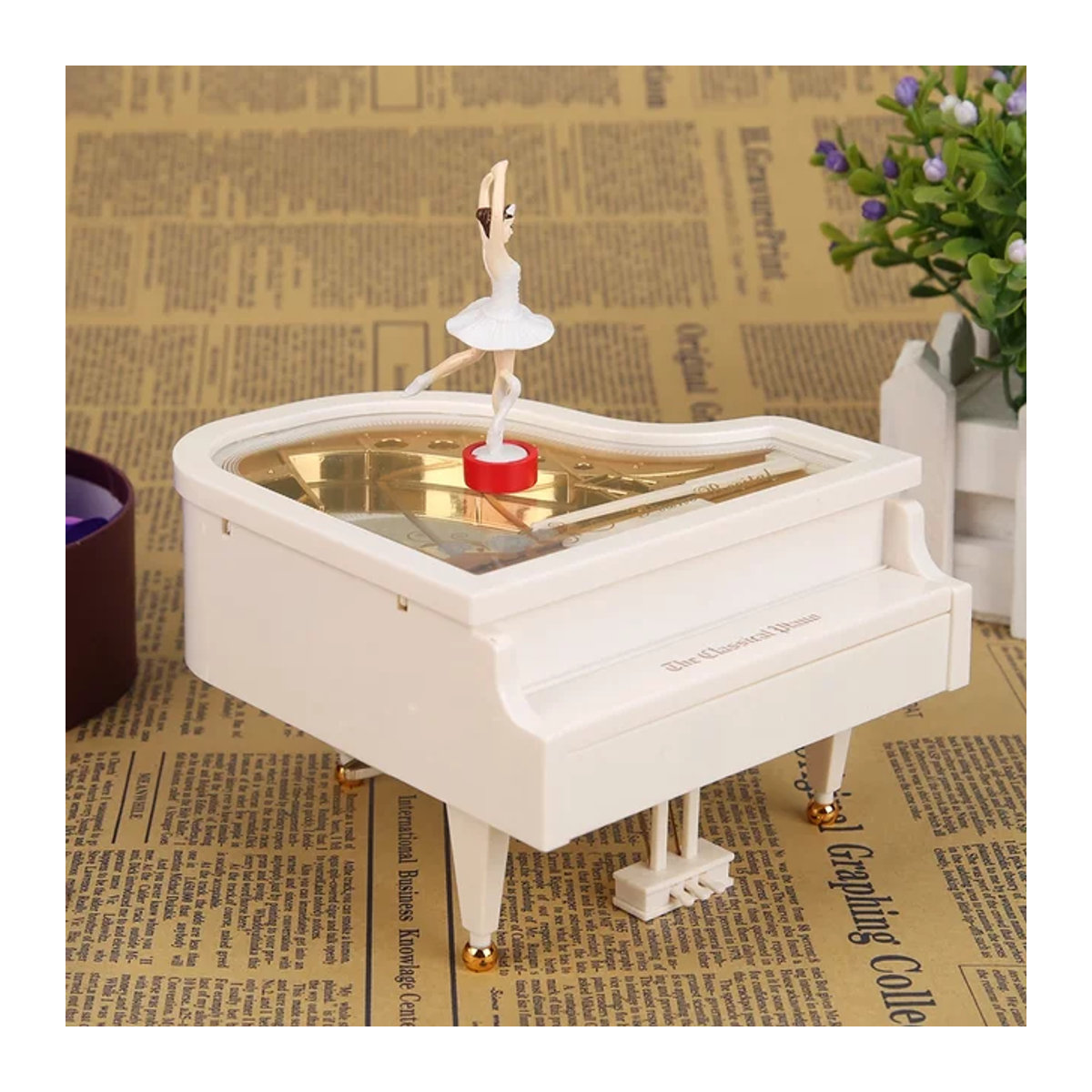 Elegante Ballerina Spieluhr in Weiß als romantische Desktop-Dekoration - Bild 1