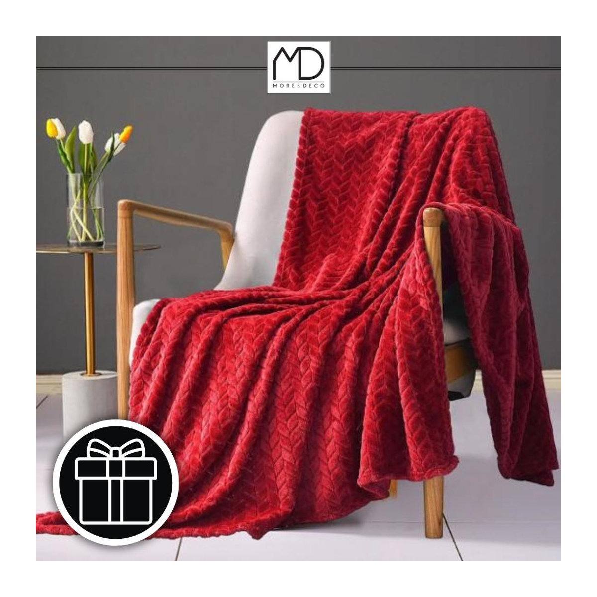 Elegante geprägte Polyester-Tagesdecke in Rot, B/B: 200 x 220 cm - Bild 2