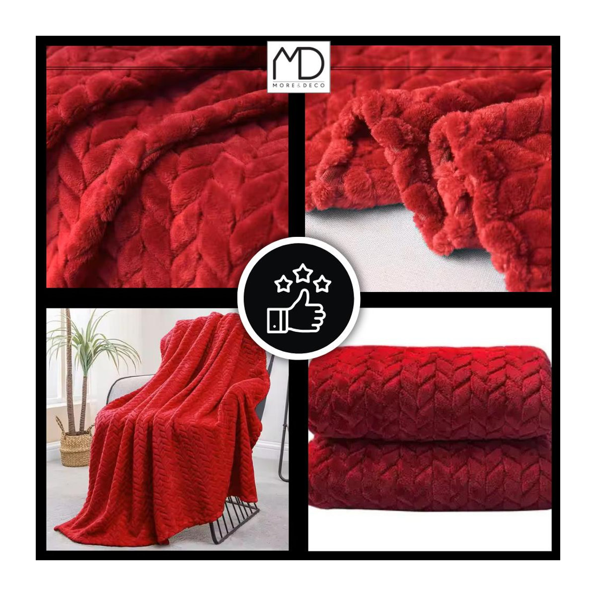 Elegante geprägte Polyester-Tagesdecke in Rot, B/B: 200 x 220 cm - Bild 5