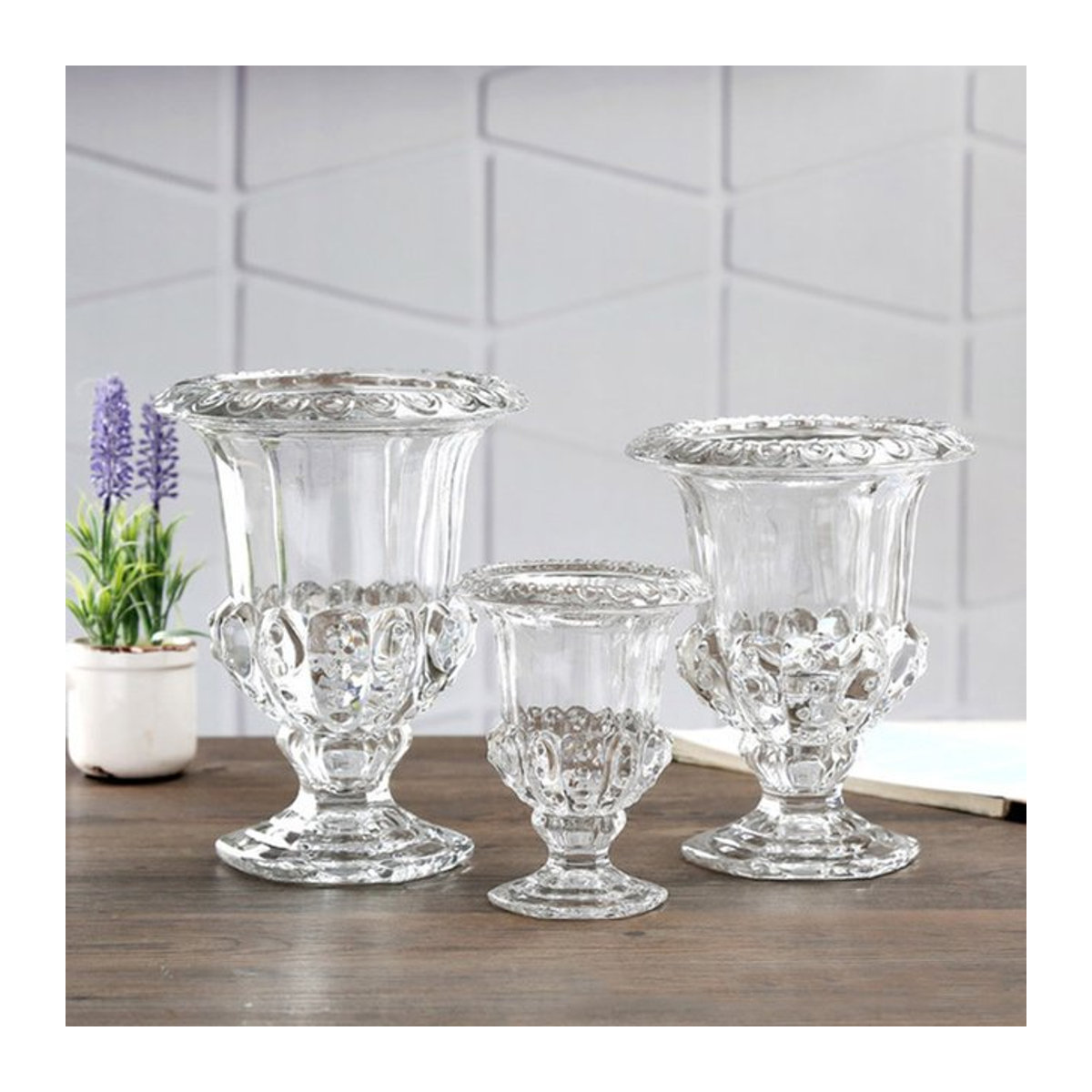 Elegante Klarglas Blumenvase in Transparent für Tischdekoration, Höhe: 36,0 cm, Breite: 36,0 cm, Tiefe: 36,0 cm - Bild 1