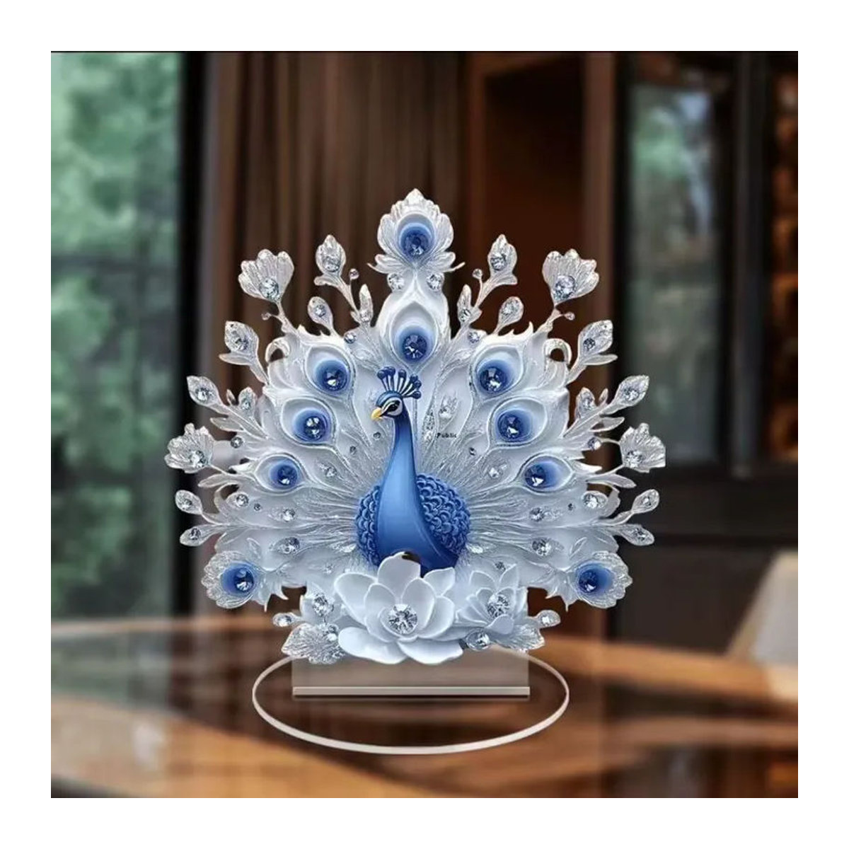 Elegante Pfauenfigur von ouhoe in Blau als dekoratives Ornament für dein Büro und dein Zuhause - Bild 2