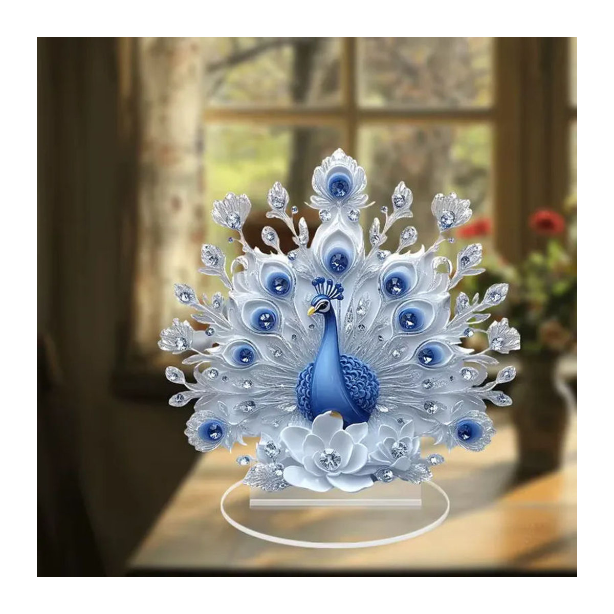 Elegante Pfauenfigur von ouhoe in Blau als dekoratives Ornament für dein Büro und dein Zuhause - Bild 3