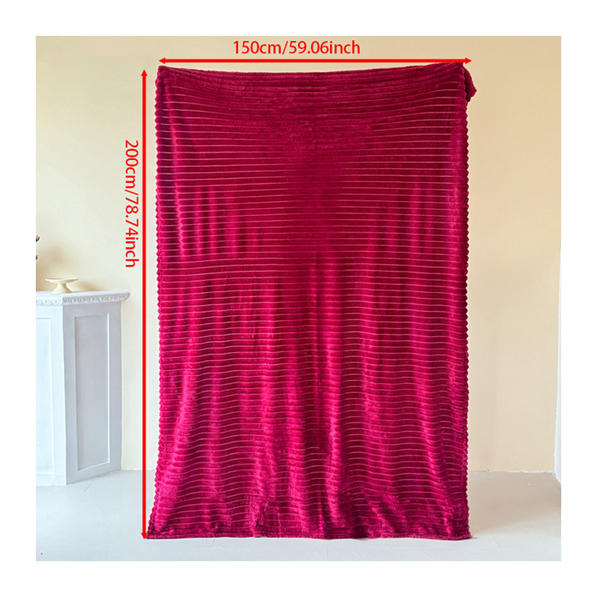 Elegante rote Strickdecke mit hypoallergenem Kunstkaninchenfell für ein gemütliches Gefühl - Bild 1