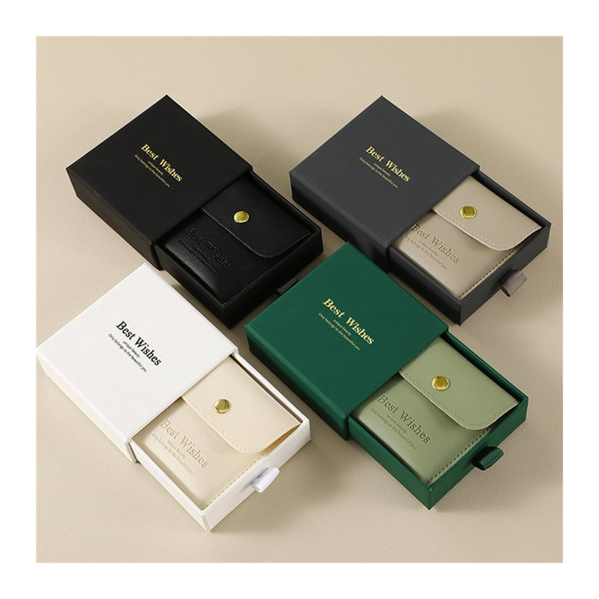 Elegantes Schmuck-Organizer Set aus PU-Leder in Weiß für Halsketten, Armbänder und Ohrringe mit Snap-Bag-Verschluss - Bild 1