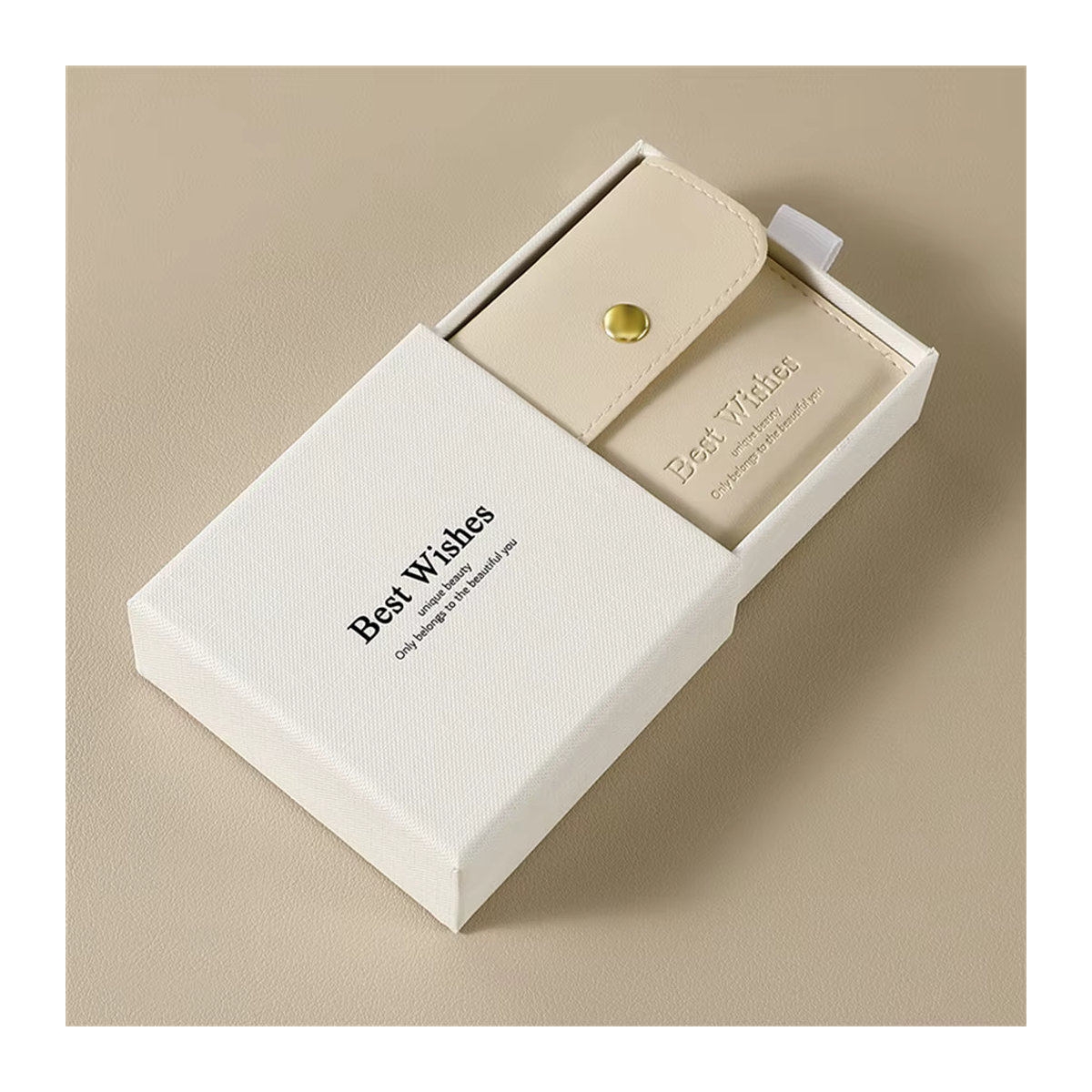 Elegantes Schmuck-Organizer Set aus PU-Leder in Weiß für Halsketten, Armbänder und Ohrringe mit Snap-Bag-Verschluss - Bild 3