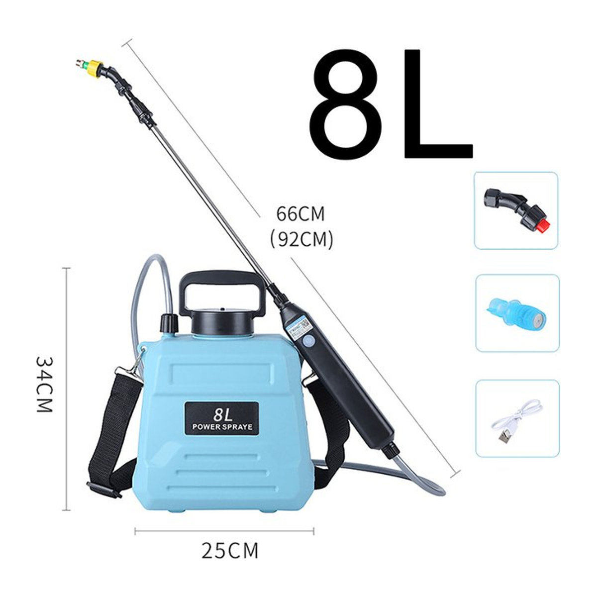 Elektrische Gartensprühpumpe Dreamburgh 8L mit wiederaufladbarem 2000 mAh Lithium-Akku für Landwirtschaft und Garten - Bild 1
