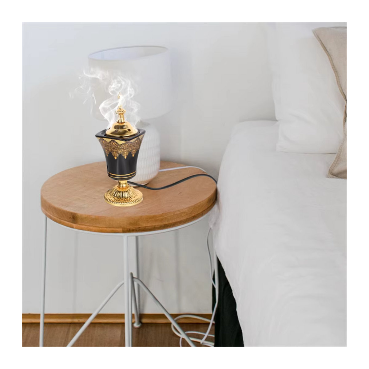 Elektrischer Weihrauchbrenner im Vintage-Design für Yoga und Spa in Schwarz und Gold - Bild 2