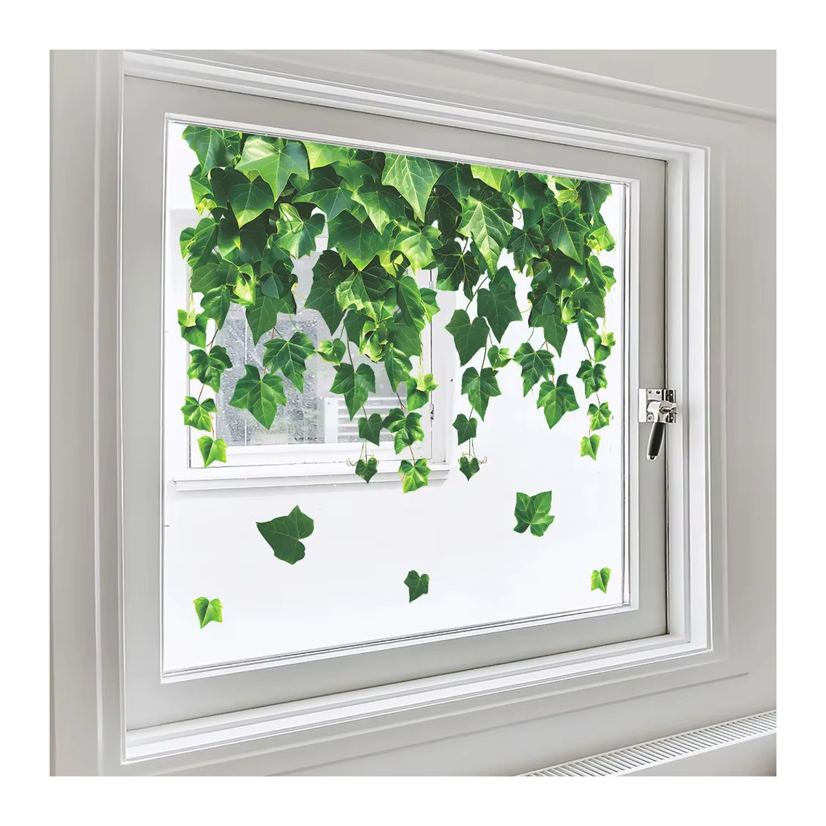 Elektrostatischer Fensteraufkleber mit grünem Reben- und Blumenmuster zur Dekoration für Glasfenster - Bild 2