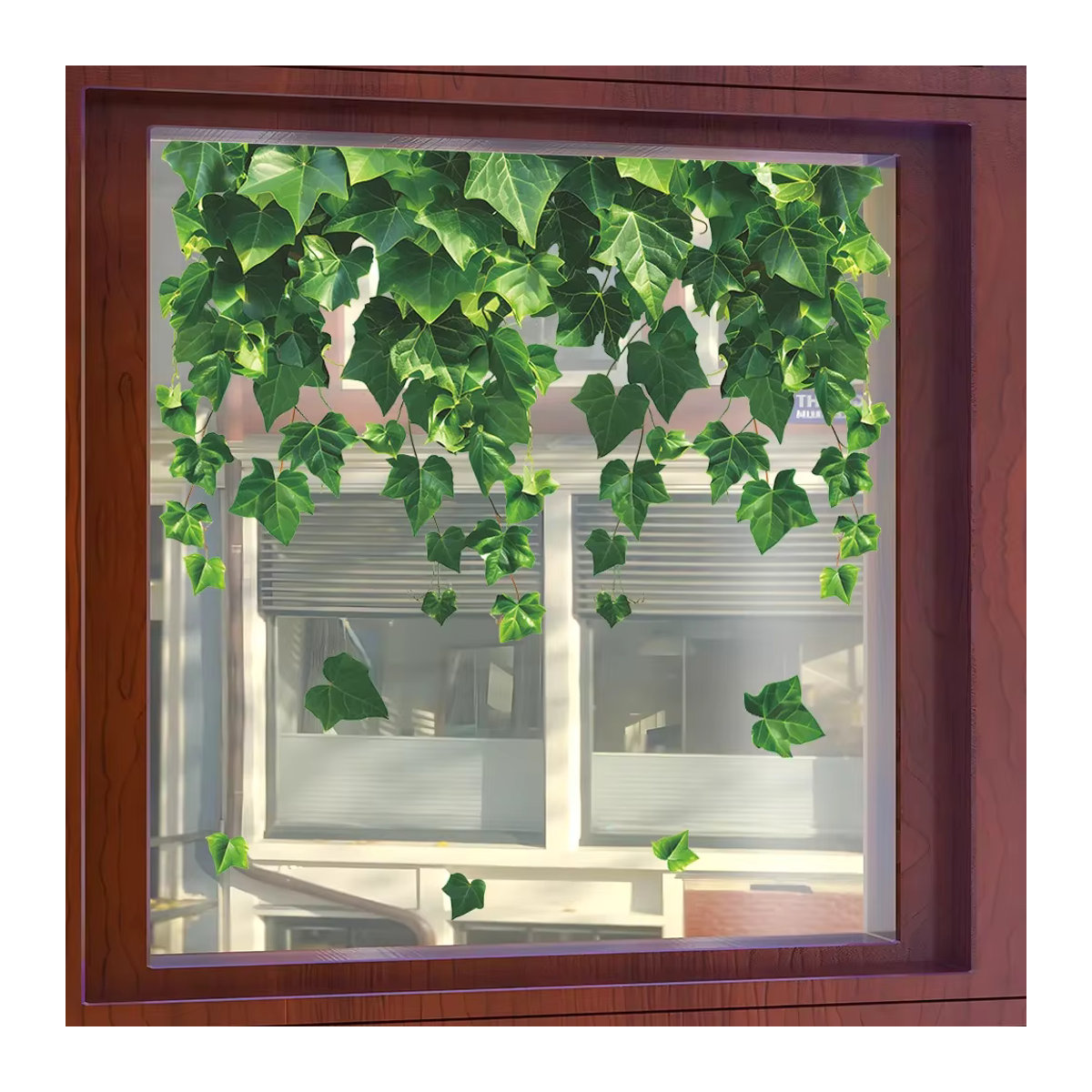 Elektrostatischer Fensteraufkleber mit grünem Reben- und Blumenmuster zur Dekoration für Glasfenster - Bild 4