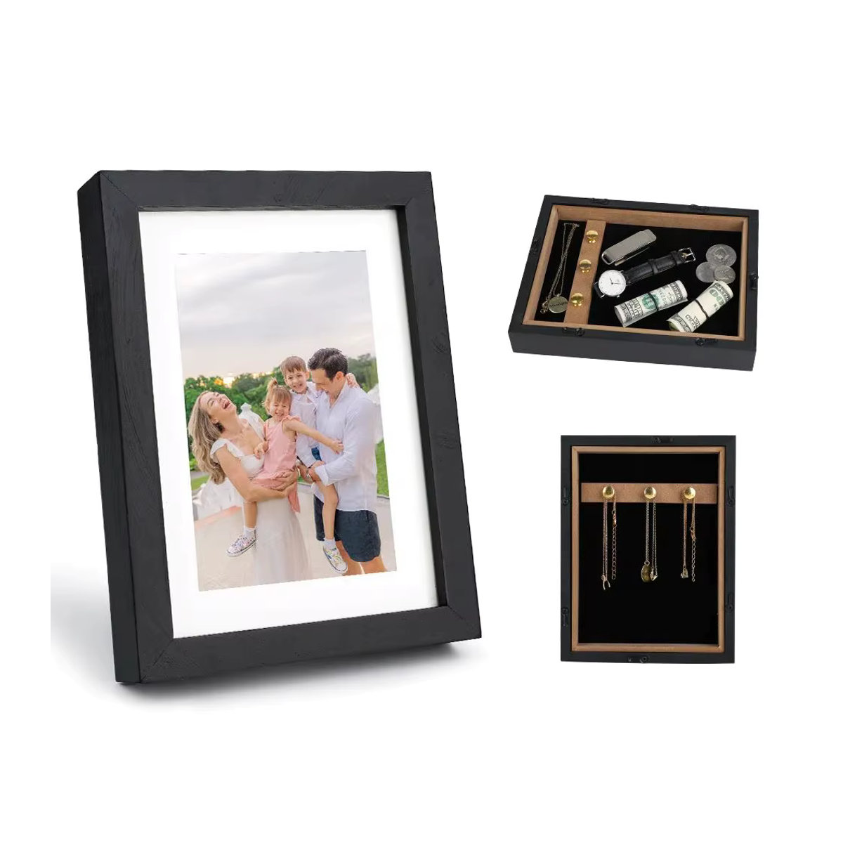 ELESABOX Holz Fotorahmen mit verstecktem Aufbewahrungsfach in Natural Color - Bild 3