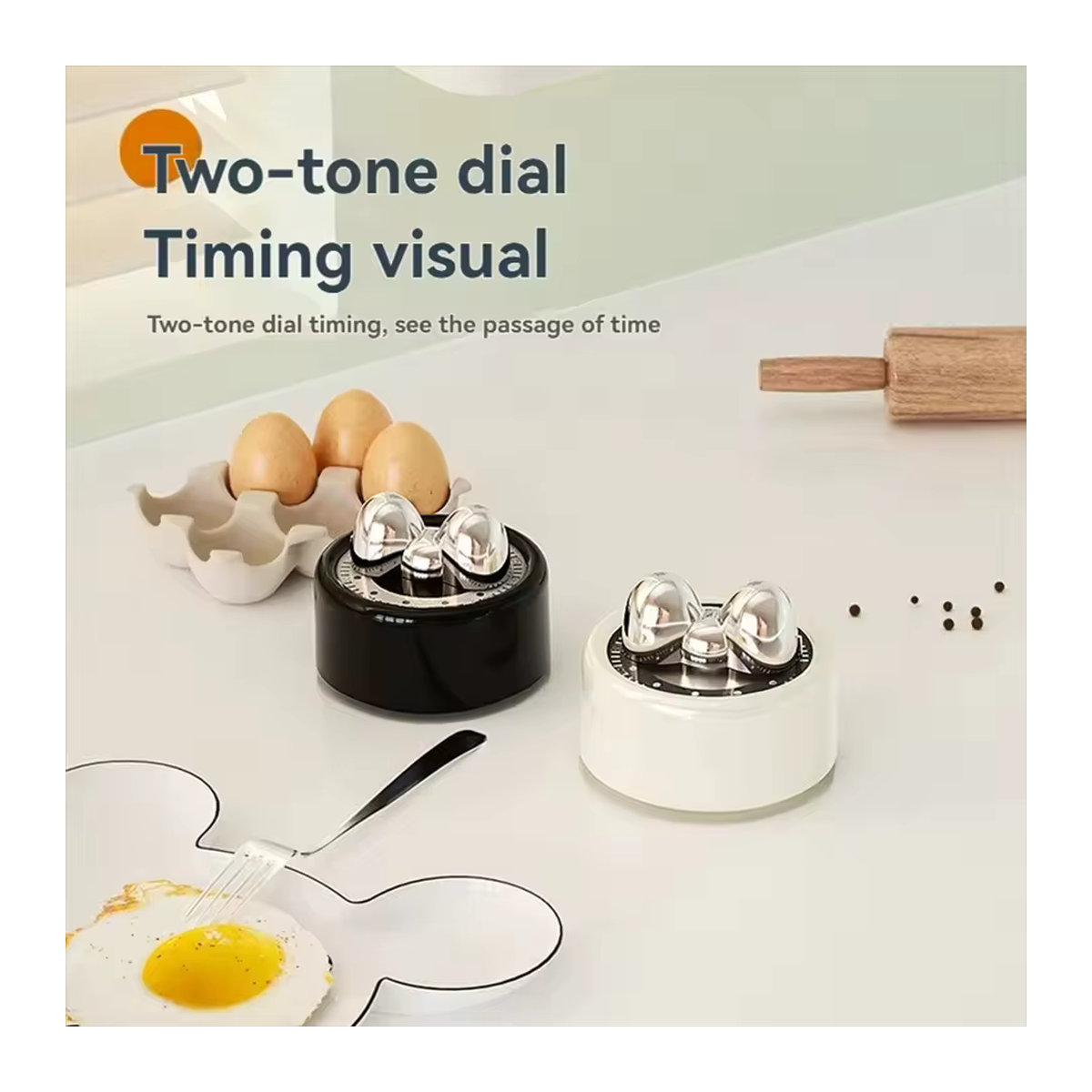 ELESAHOME Mechanischer Küchentimer mit Magnetfunktion und visuellem Countdown in Schwarz oder Weiß - Bild 2