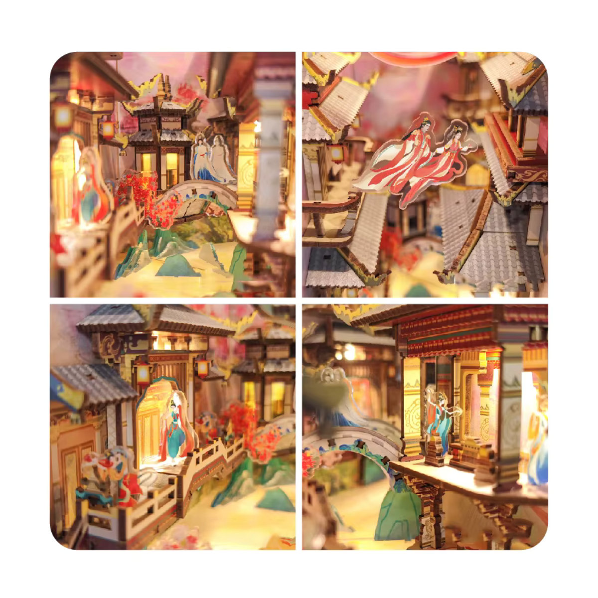 ELEVEN-CUTE DIY 3D Holz Puzzle Buchstütze mit Licht, Orientalische Buchecke aus Holz, Mehrfarbig - Bild 5