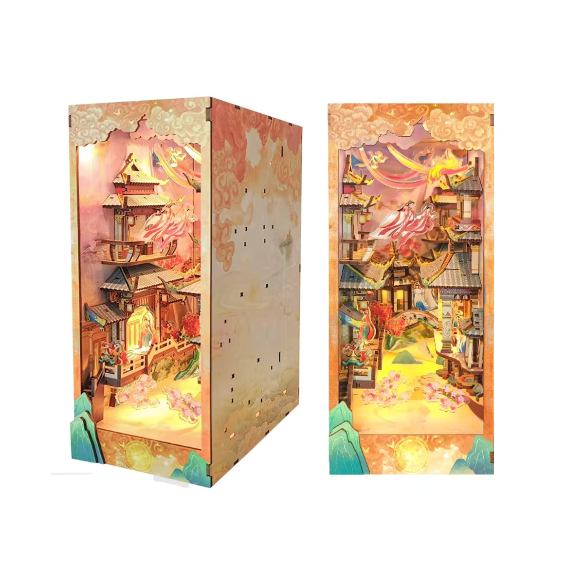 ELEVEN-CUTE DIY 3D Holz Puzzle Buchstütze mit Licht, Orientalische Buchecke aus Holz, Mehrfarbig - Bild 7