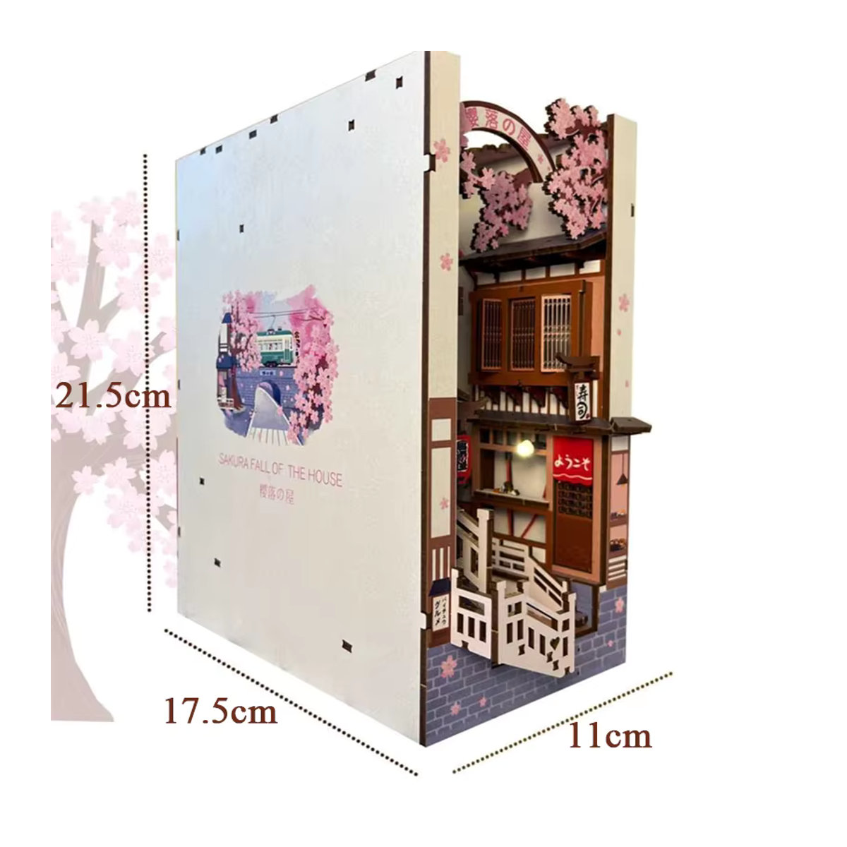 ELEVEN-CUTE DIY Holz Buch Nook Regal Einsatz Kit mit japanischem Kirschblüten-Design in Mehrfarbig - Bild 6