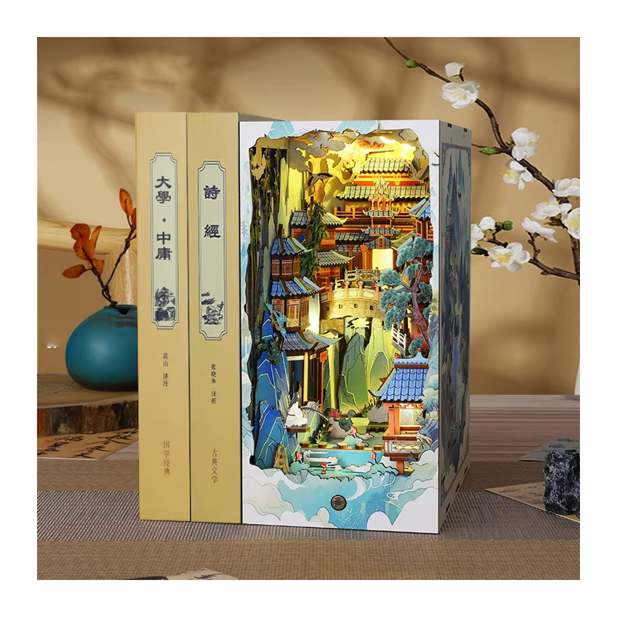 ELEVEN-CUTE DIY Holz Buch Nook Regal Einsatz Kit Penglai Wonderland Miniatur Modell Bausatz in Mehrfarbig - Bild 2