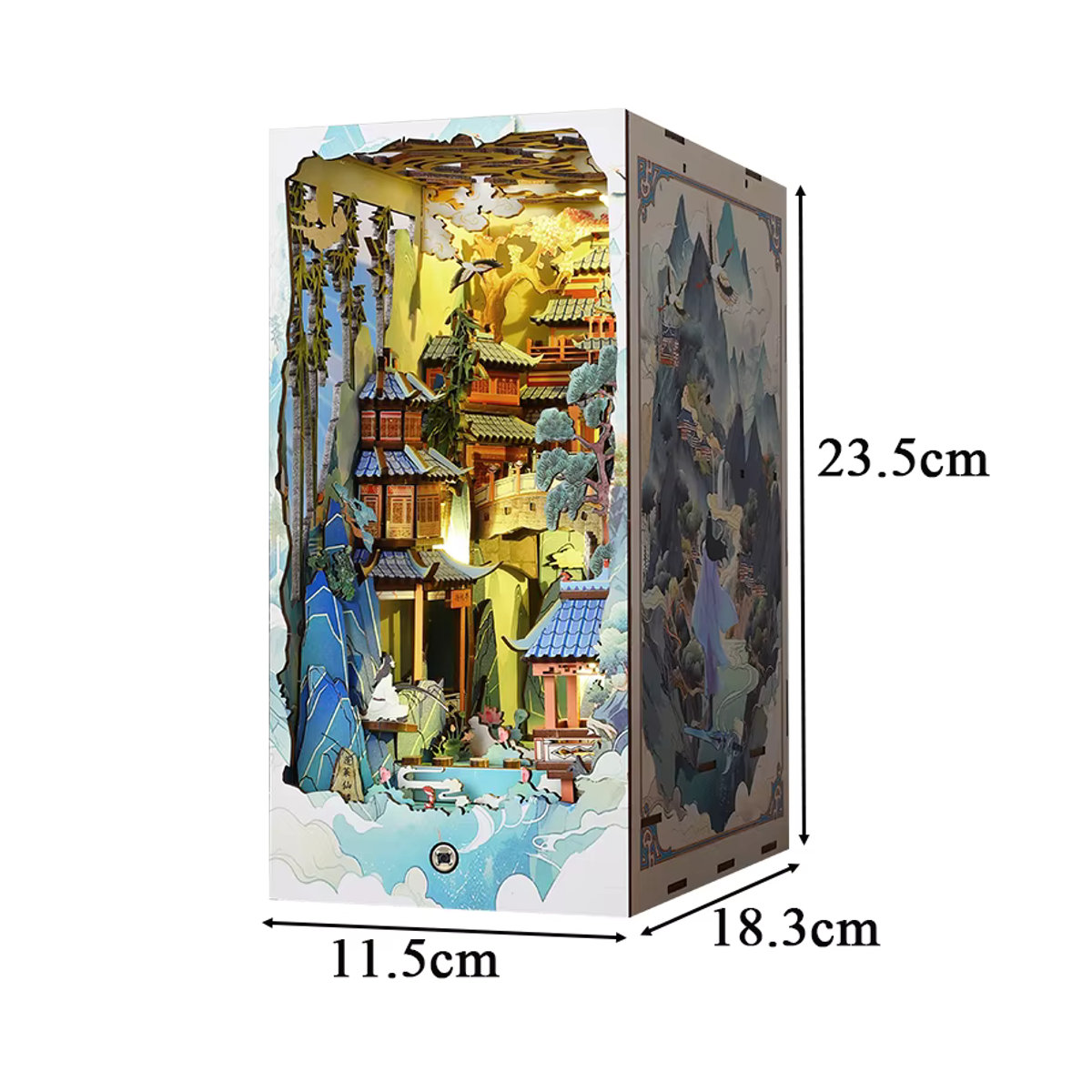 ELEVEN-CUTE DIY Holz Buch Nook Regal Einsatz Kit Penglai Wonderland Miniatur Modell Bausatz in Mehrfarbig - Bild 6
