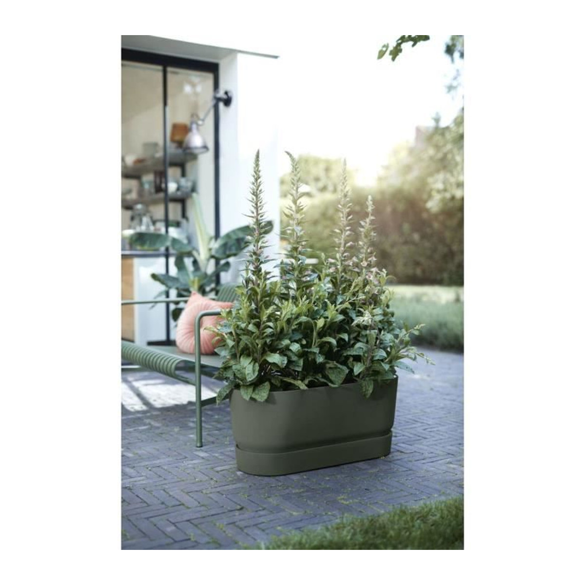 ELHO Pflanzkasten Greenville Terrasse mit Rädern in Blattgrün, B: 78 cm, T: 35 cm, H: 33,5 cm - Bild 3