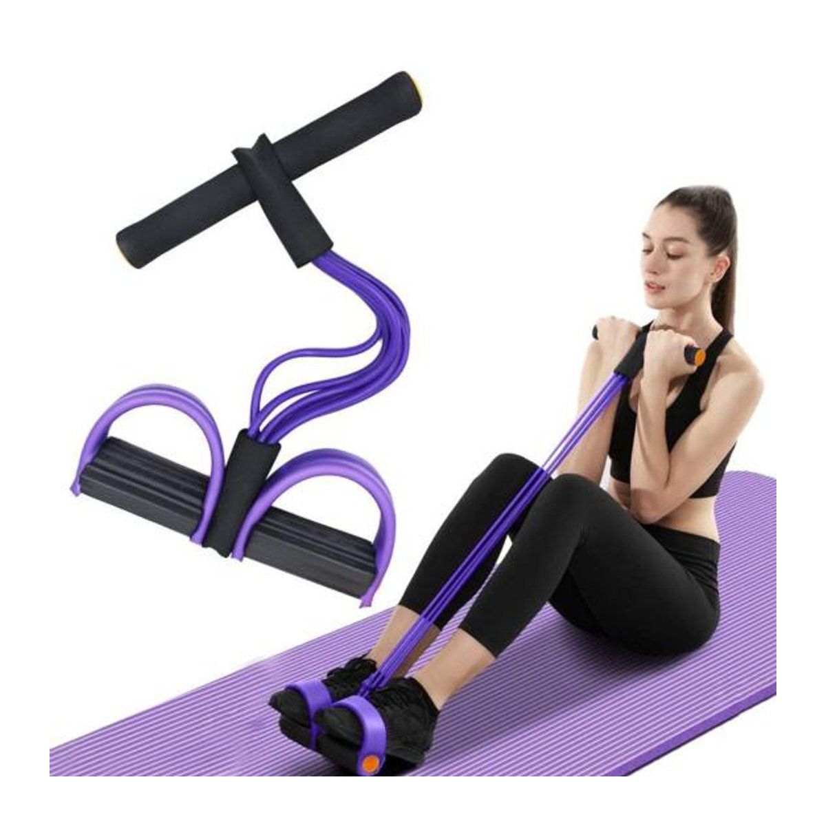 EliteEra 6-Röhren Sit-up Pedal Widerstandsband mit Griff in Blau, multifunktionales elastisches Spannseil für Yoga und Körperdehnung im Heimfitnessstudio - Bild 6