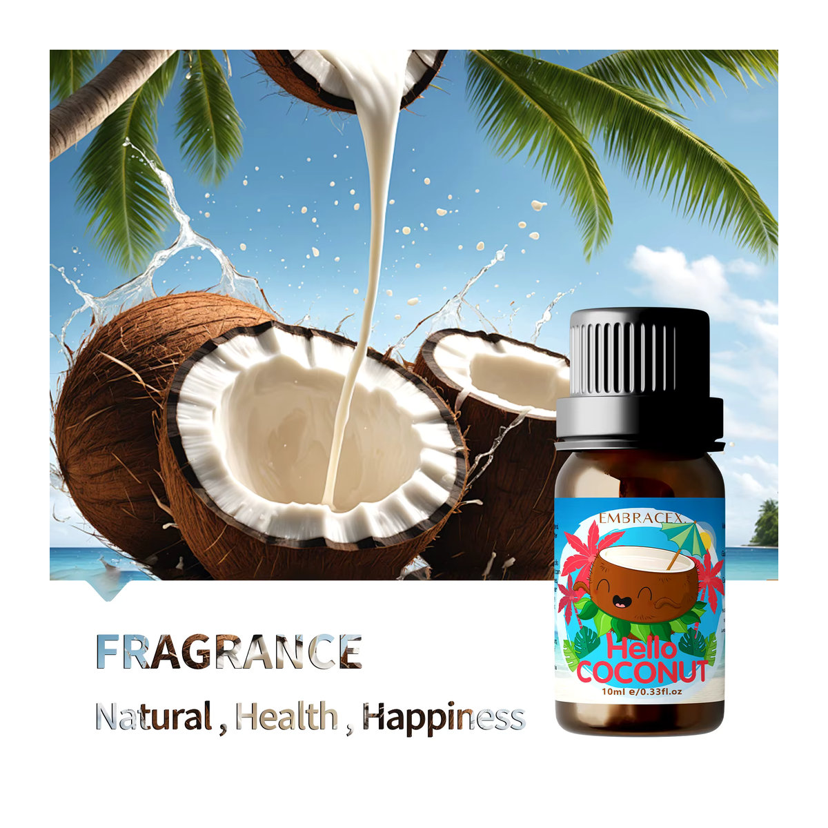 Embracex Ätherisches Kokosnussöl Sommerduft 10 ml für Kerzenherstellung und Parfüm - Bild 2