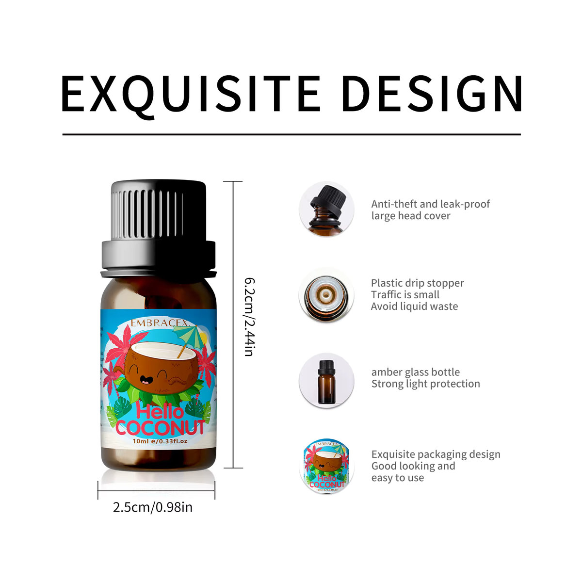 Embracex Ätherisches Kokosnussöl Sommerduft 10 ml für Kerzenherstellung und Parfüm - Bild 3