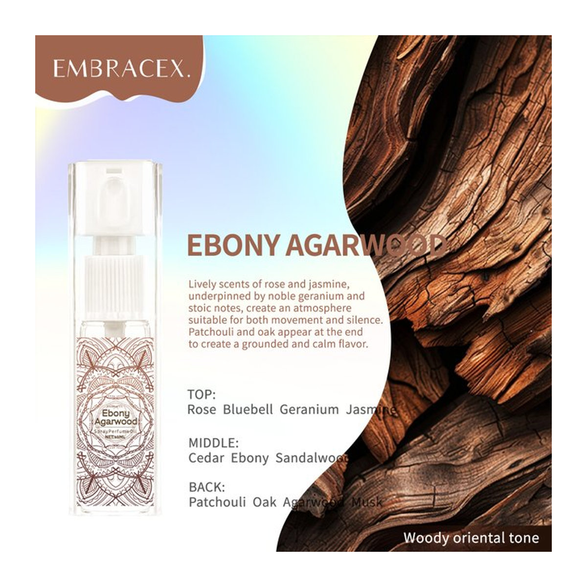EMBRACEX Raumparfüm Spray mit Ebenholz und Adlerholz Duft, 10 ml - Bild 1