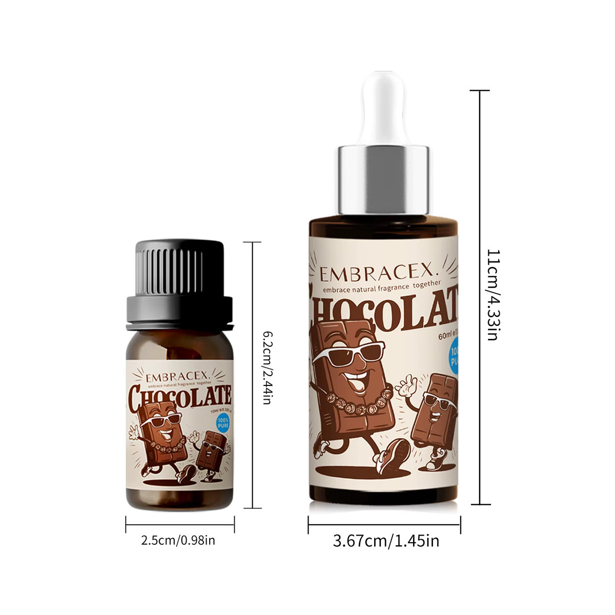 EMBRACEX Schokoladen-Duftöl süßer Schokoladenduft für Diffusor, braun, 10 ml und 60 ml - Bild 2