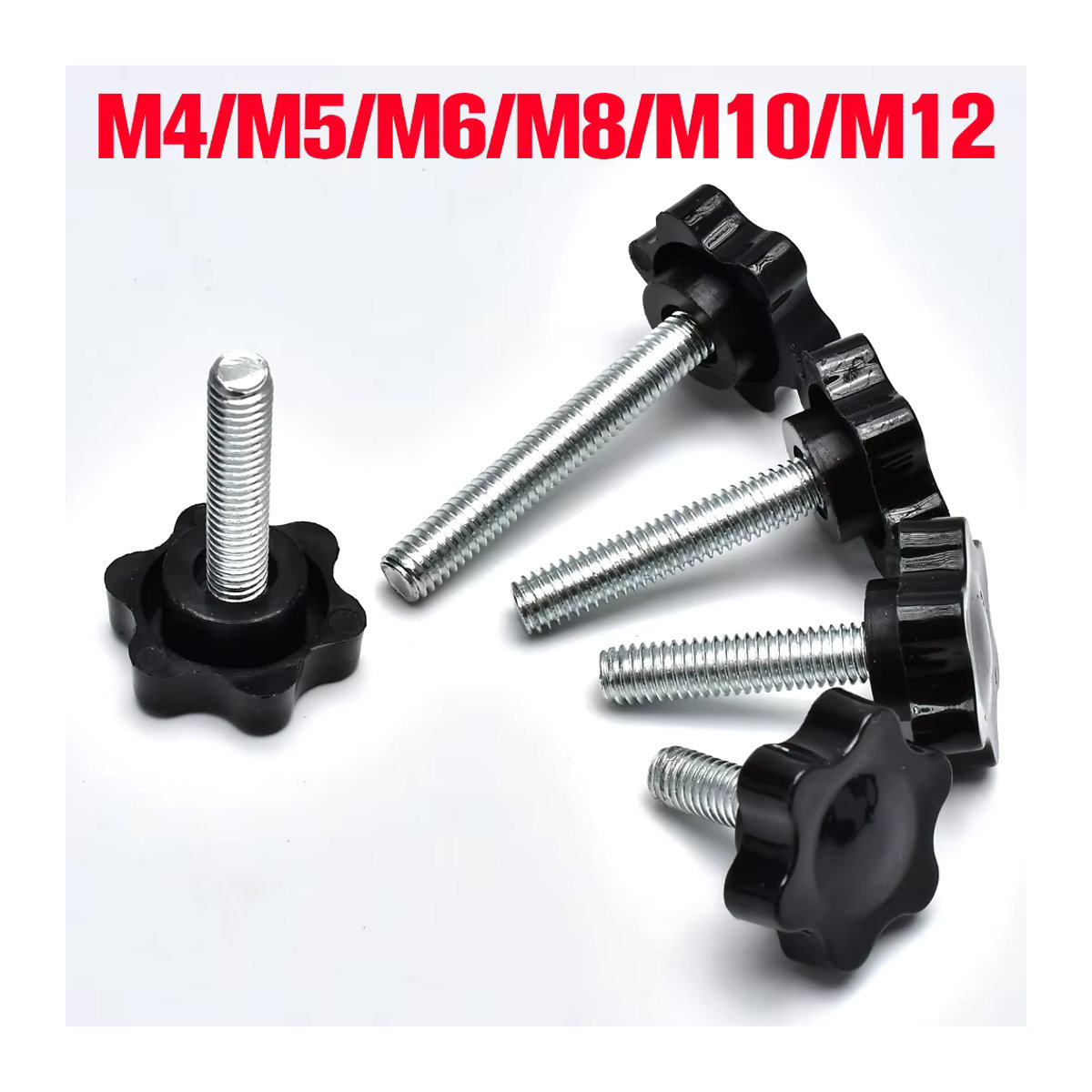 EN XIXIAN Kunststoff Sechs-Lobe Handknopf-Schrauben mit Sternkopf in Schwarz, Gewinde M4 M5 M6 M8 M10 M12 - Bild 5