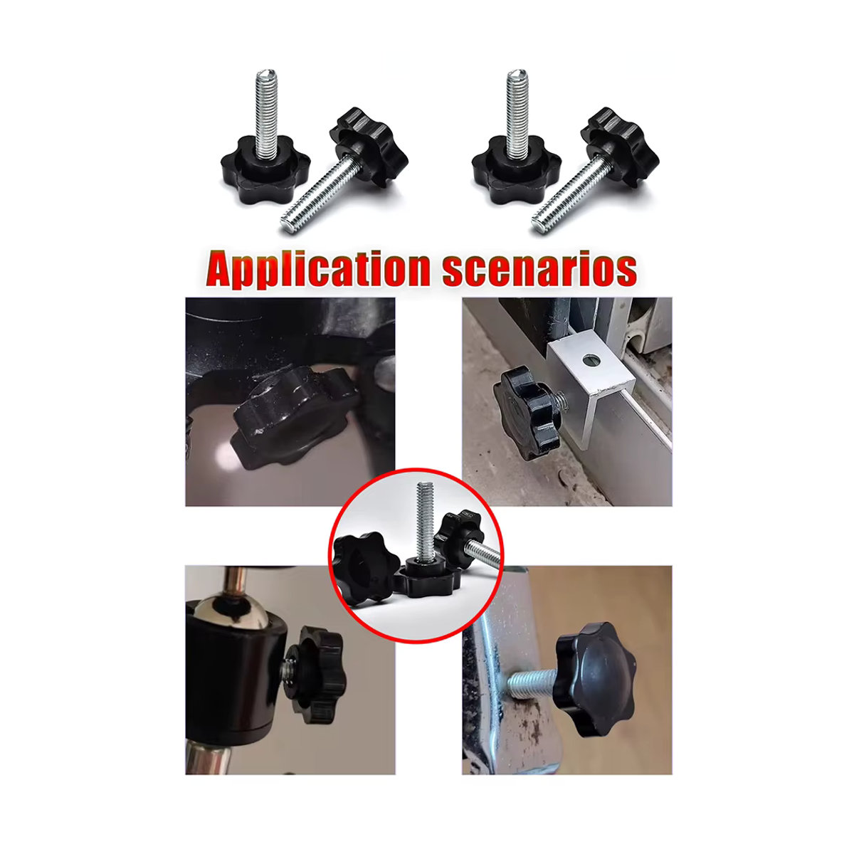 EN XIXIAN Kunststoff Sechs-Lobe Handknopf-Schrauben mit Sternkopf in Schwarz, Gewinde M4 M5 M6 M8 M10 M12 - Bild 7