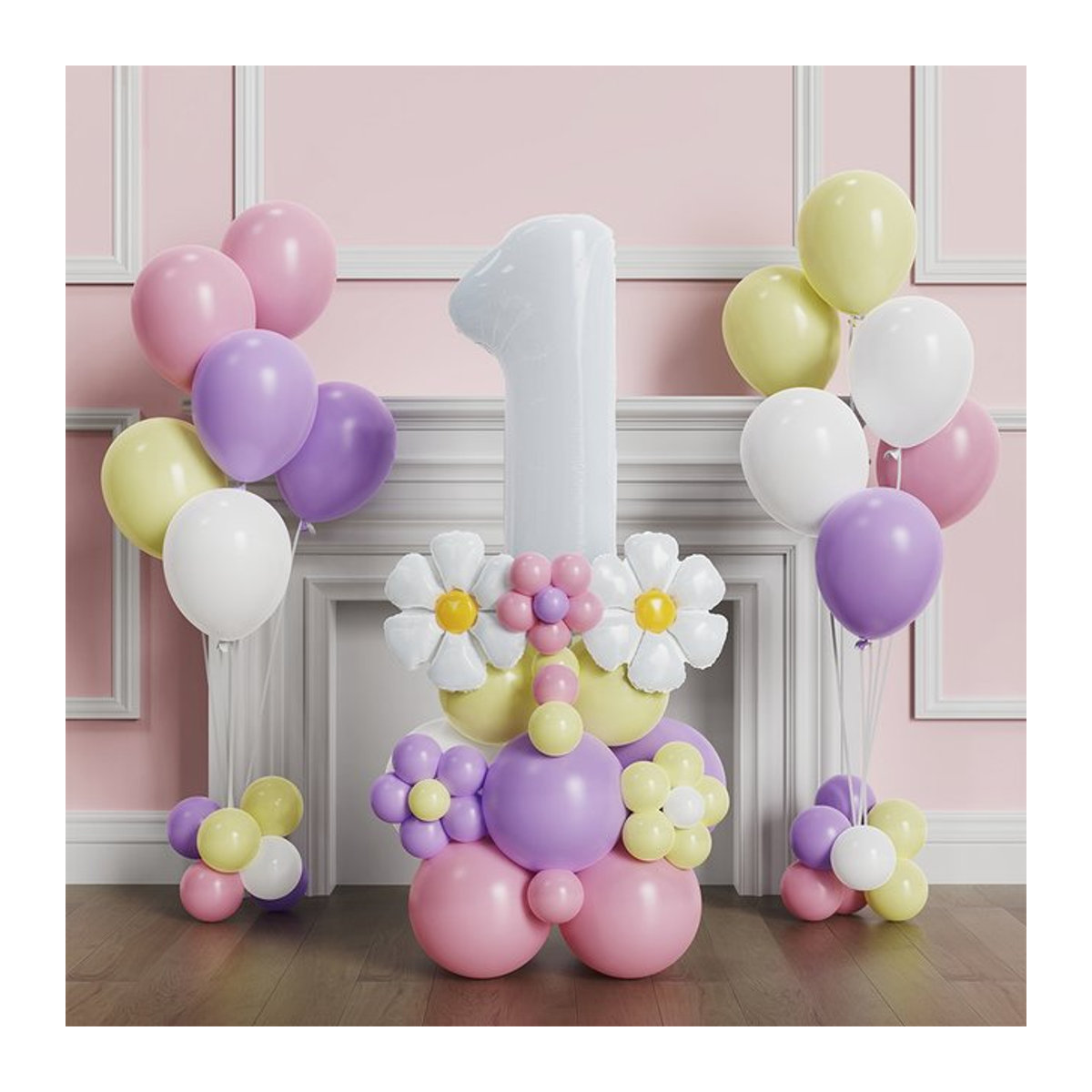 Enanal 45-teiliges Ballon-Set mit Gänseblümchen-Motiv und bunten Zahlenballons für Kindergeburtstage oder Babypartys, mehrfarbig - Bild 1