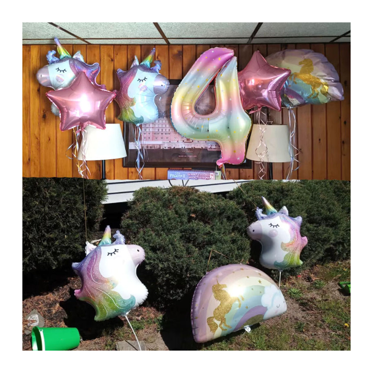 Enanal 7er Set Regenbogen Einhorn Folienballons mit Zahlen für Kindergeburtstag und Babyparty, mehrfarbig, Höhe: 101,6 cm - Bild 4