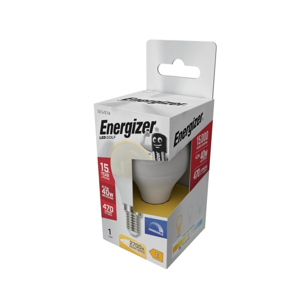 Energizer E14/SES LED Golfbirne mit warmweißem Licht, 470 Lumen - Bild 2