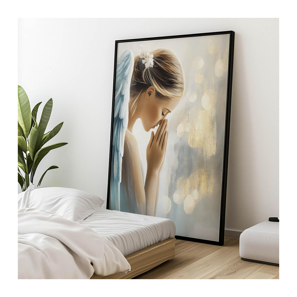 Engel im Goldenen Licht Premium-Leinwand von iKable, Gold, B x H: 50 x 70 cm, ohne Rahmen - Bild 4