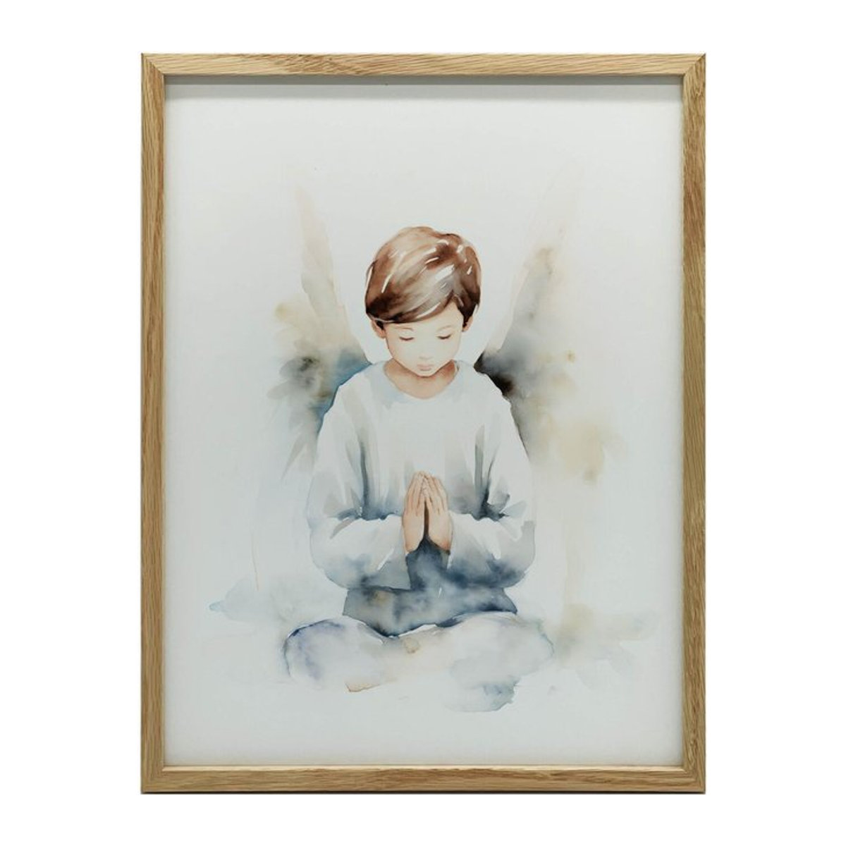 Engelsgebet des Jungen von Marcin Zbijowski, Wandbild mit goldenem Aluminiumrahmen, B/H: 40 x 30 cm - Bild 1