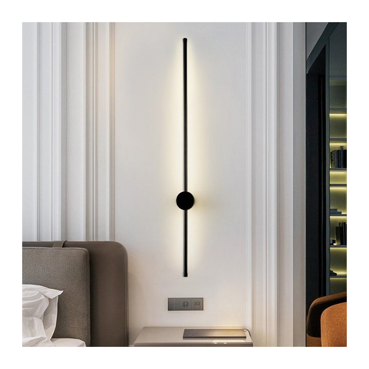 EnwYe LED Wandlampe in Schwarz im skandinavischen Design, Breite: 80 cm - Bild 1